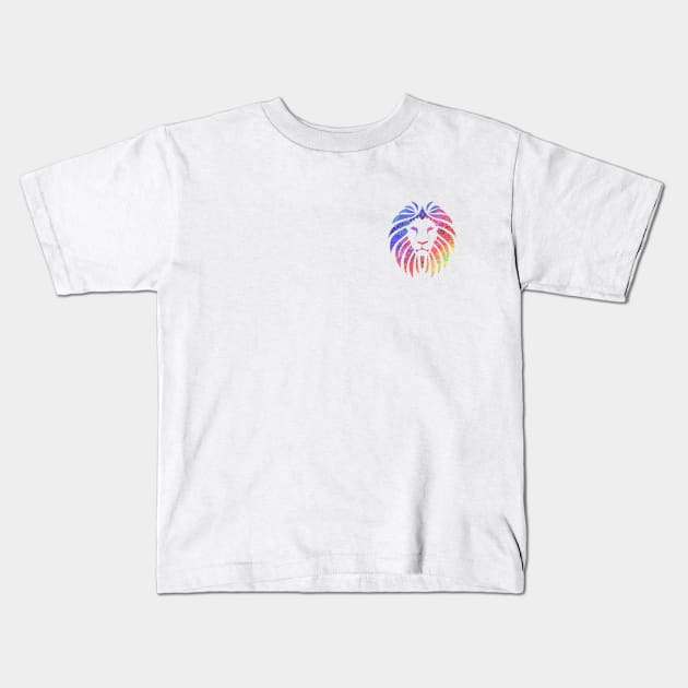 Rainbow Lion Pride White Small Logo Kids T-Shirt by felixbunny